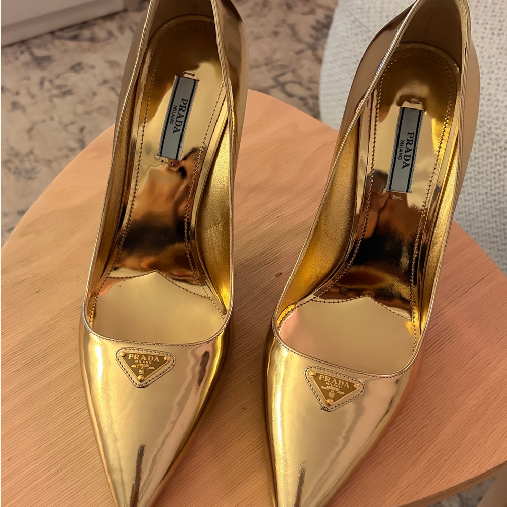 Gold Prada Heels - Picture 4 of 9